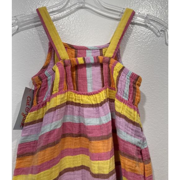 Cat & Jack Striped Gauzy Dress Girls Size 5T Multicolor Colorful Pockets Bright - Picture 5 of 9